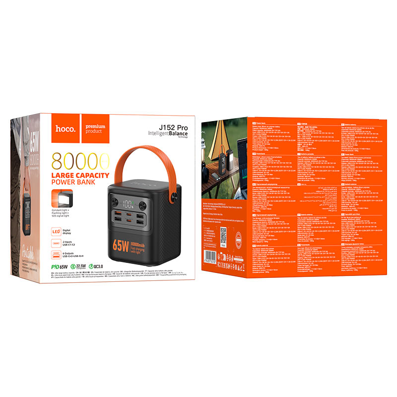 Hoco J152 Pro Tough 80000mAh PD65W retail packaging